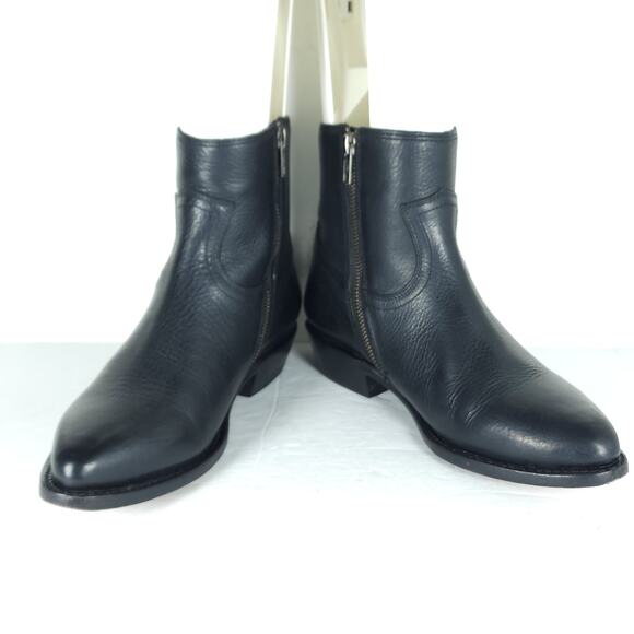 Frye Women's Ray Seam US8B Black Leather InSide Zip Ankle Booties Boots - Picture 5 of 16
